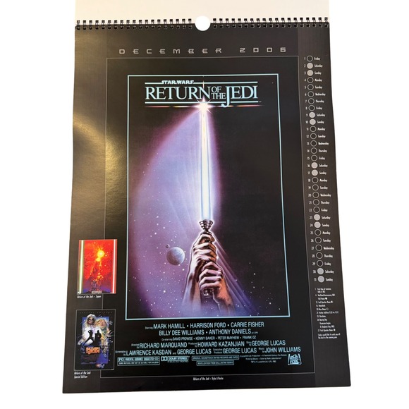 Star Wars 2006 Poster Calendar Lucasfilm Movie Art Revenge of the Jedi Yoda - Picture 4 of 14